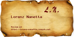 Lorenz Nanetta névjegykártya